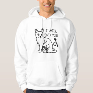 I will end you, Gamer Funny Minimal Cute Black Cat Hoodie