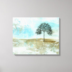 I Will Endure Abstract Landscape Lone Tree Art Canvas Print