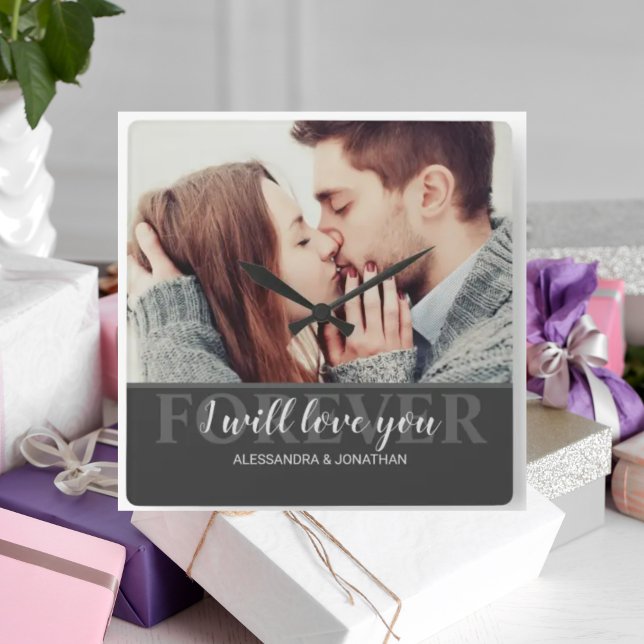 I Will Love You Forever Romantic Couple Square Wall Clock (Creator Uploaded)