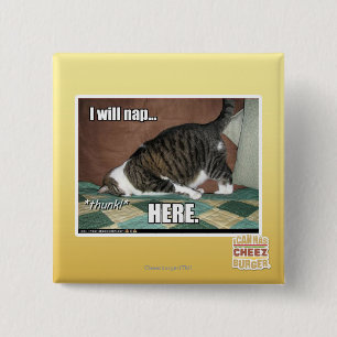 I will nap here 15 cm square badge