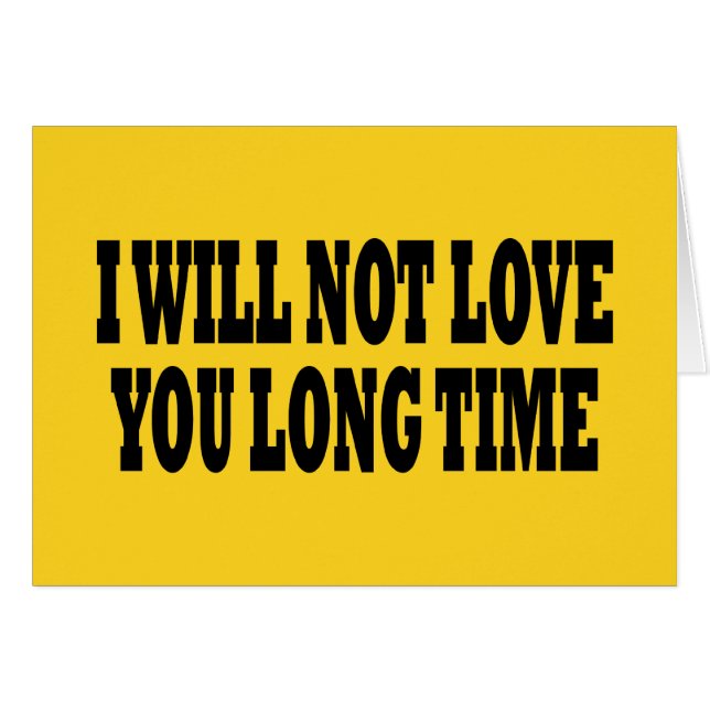 I WILL NOT LOVE YOU LONG TIME (Front Horizontal)