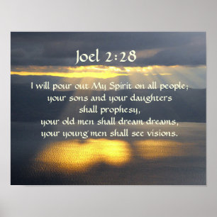 I will pour out My Spirit Joel 2 28, Bible Verse Poster