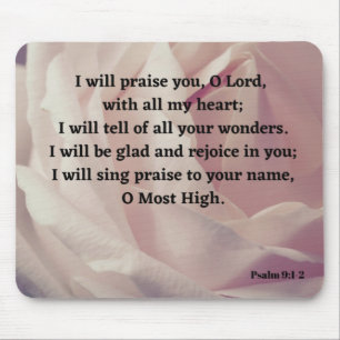 I Will Praise God With All My Heart Bible Verse Mouse Pad