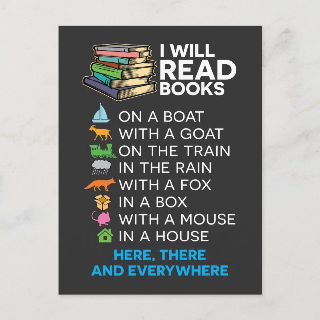 I will read books on a boat and everywhere reading postcard (Front)