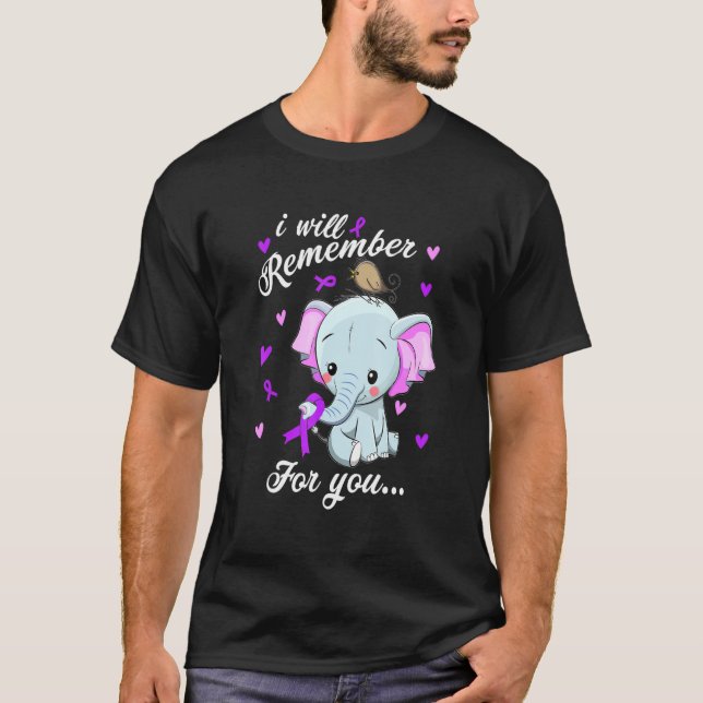 I Will Remember For You End Alzheimers Elephant Cu T-Shirt (Front)