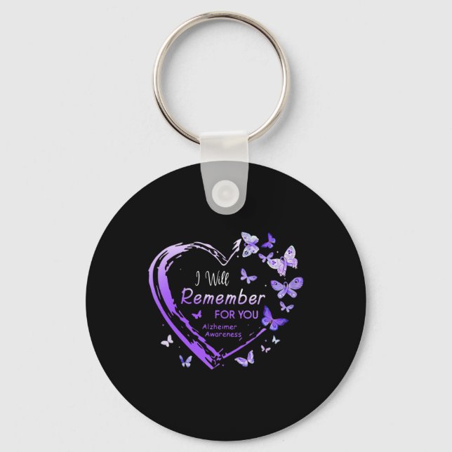 I Will Remember For You Heimerheimer Awareness Hea Key Ring (Front)