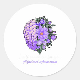 I Will Remember For You Purple Ribbon Heimers Awar Classic Round Sticker