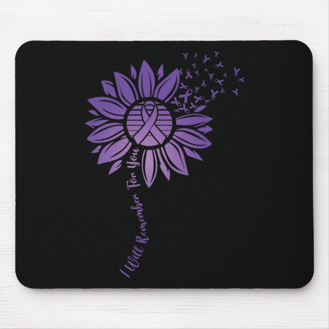 I Will Remember For You Purple Sunflower Alzheimer Mouse Pad (Front)