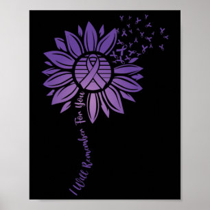 I Will Remember For You Purple Sunflower Alzheimer Poster