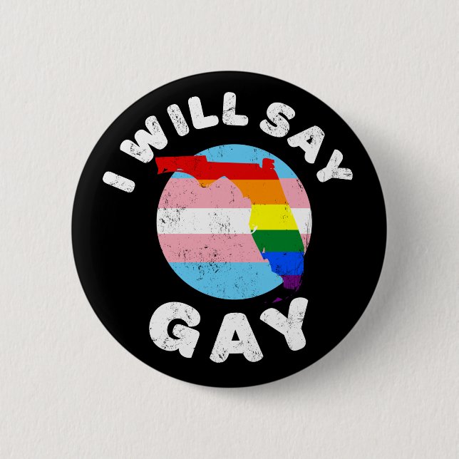 I Will Say Gay Florida LGBTQIA Rainbow LGBT Pride 6 Cm Round Badge (Front)