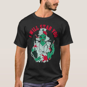 I Will Stab Youo Death Creepy Horror Scary retro T-Shirt