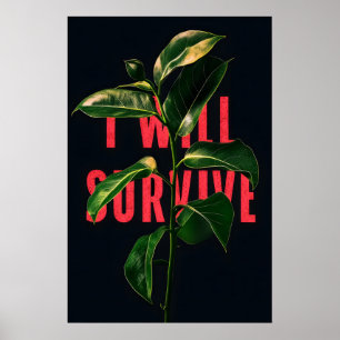 I Will Survive Motivational Art Print Grunge Red