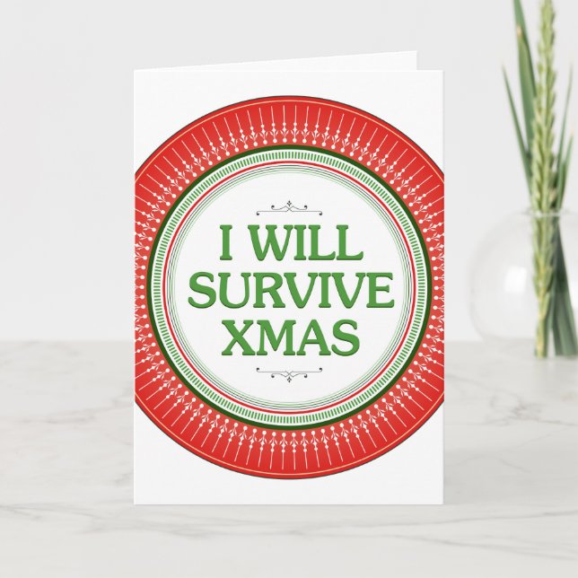 I Will Survive Xmas Fitness Inspiration Holiday Card (Front)