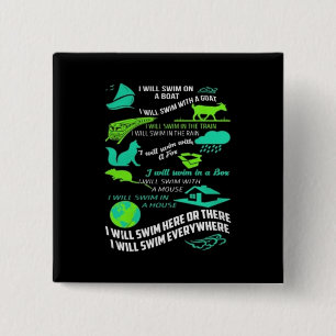 I Will Swim Here Or There I Will Swim Everywhere 15 Cm Square Badge