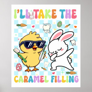 i will take the caramel filling, retro, vintage poster