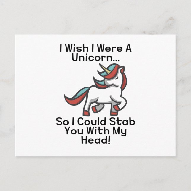 I Wish I Was A Unicorn Postcard (Front)