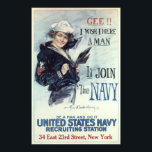 I Wish I Were A Man I'd Join The Navy Poster<br><div class="desc">Probably one of my favourite WWII Navy posters to recruit women. This image is archival quality with true,  accurate colouring and will print beautifully.</div>