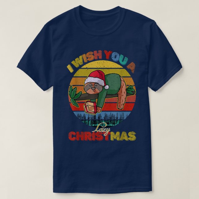 I wish you a lazy Christmas Funny Sloth Merry Xmas T-Shirt (Design Front)