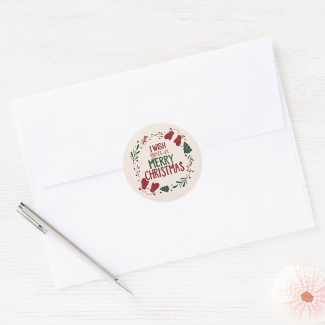 I Wish You a Merry Christmas  Classic Round Sticker (Envelope)