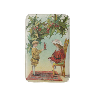 I WIsh You a Merry Christmas - vintage postcard Bath Mat