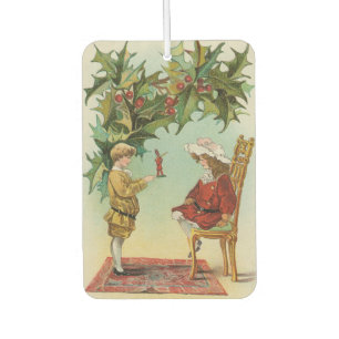 I WIsh You a Merry Christmas - vintage postcard Car Air Freshener