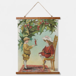 I WIsh You a Merry Christmas - vintage postcard Hanging Tapestry