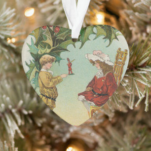 I WIsh You a Merry Christmas - vintage postcard Ornament
