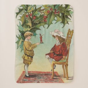 I WIsh You a Merry Christmas - vintage postcard Sherpa Blanket
