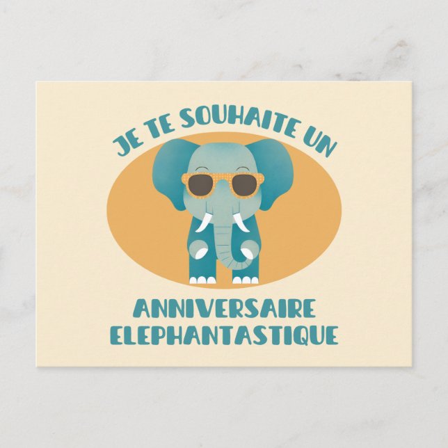 I wish you an elephantastic birthday postcard (Front)