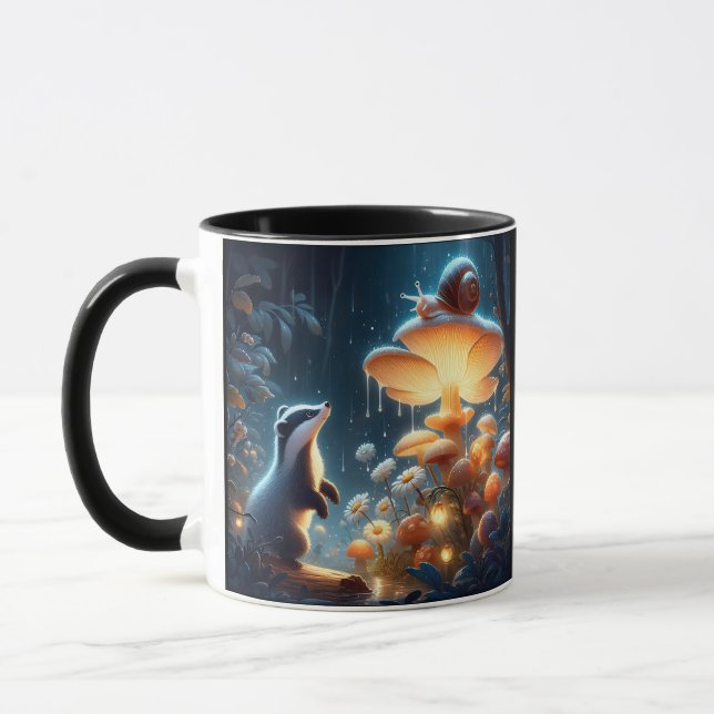 I wish you lived next door Badger Snail Mushroom  Mug (Left)