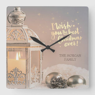 I Wish You The Best Christmas Ever,Lantern Square Wall Clock