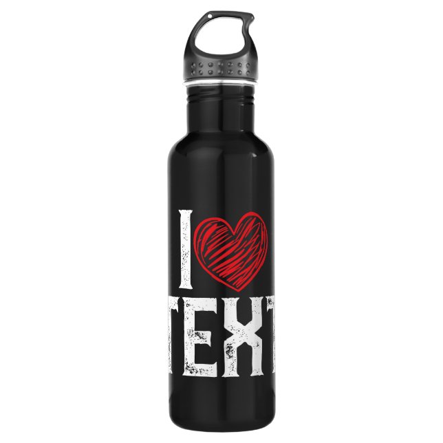 I WITH RED HEART DESIGN 710 ML WATER BOTTLE (Front)