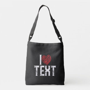 I WITH RED HEART DESIGN CROSSBODY BAG