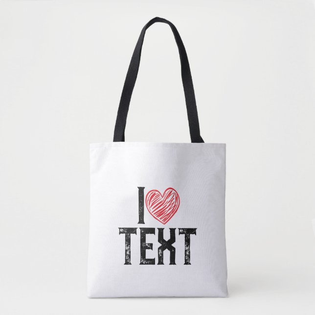 I WITH RED HEART DESIGN TOTE BAG (Front)
