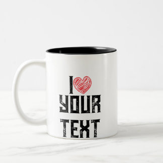 I WITH RED HEART DESIGN Two-Tone COFFEE MUG