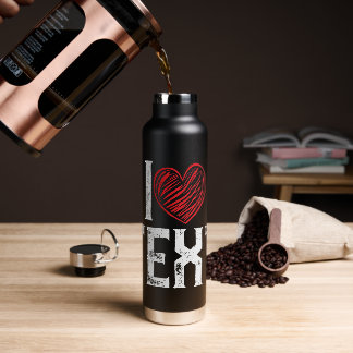 I WITH RED HEART DESIGN WATER BOTTLE