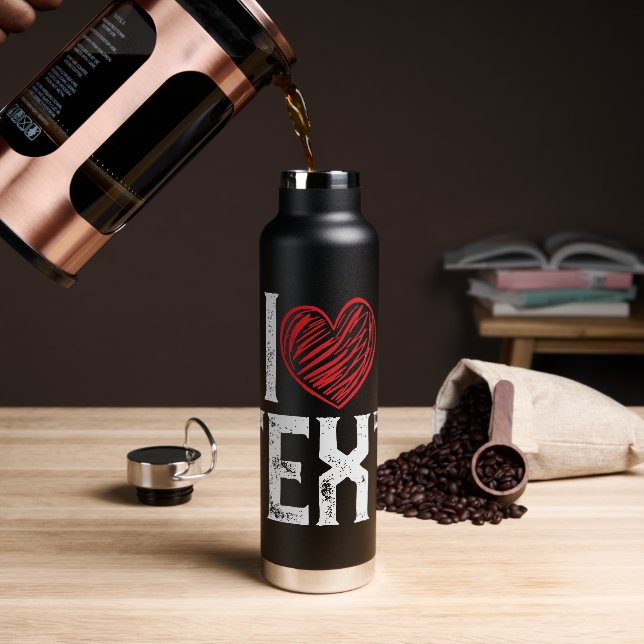 I WITH RED HEART DESIGN WATER BOTTLE (Coffee)