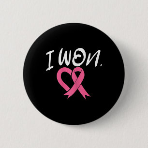 I Won Breast Cancer Awareness Support Pink Ribbon 6 Cm Round Badge
