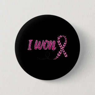 I Won Breast Cancer Awareness Support Pink Ribbon 6 Cm Round Badge