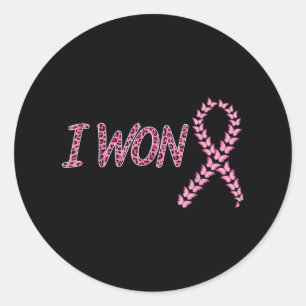 I Won Breast Cancer Awareness Support Pink Ribbon Classic Round Sticker