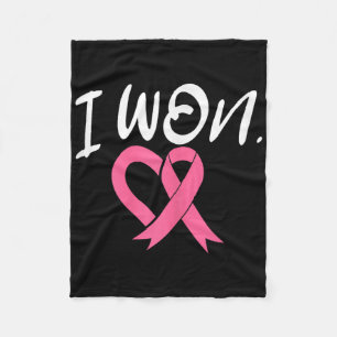 I Won Breast Cancer Awareness Support Pink Ribbon  Fleece Blanket