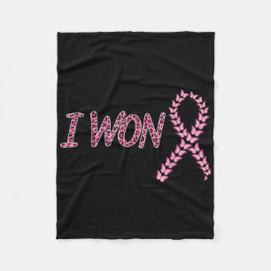 I Won Breast Cancer Awareness Support Pink Ribbon Fleece Blanket