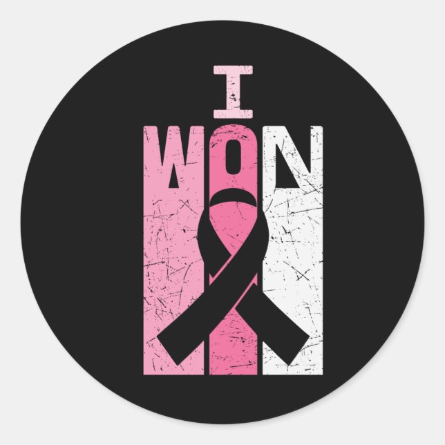 I Won Breast Cancer Awareness Warrior Survivor  Classic Round Sticker (Front)
