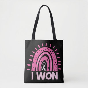 I Won Breast Cancer Survivor Pink Rainbow Tote Bag