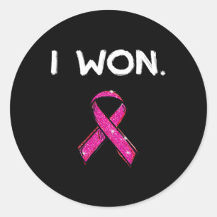 I Won Survivors Breast Cancer Awareness Pink Classic Round Sticker