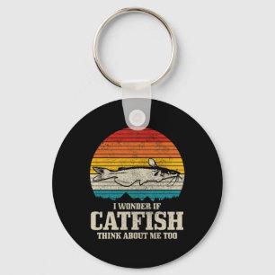 I Wonder If Catfish Think About Me Vintage Funny C Key Ring