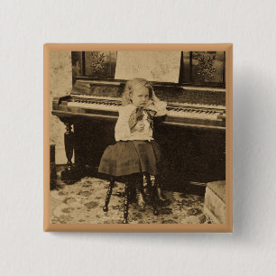 I Won't Practice Another Minute Vintage Stereoview 15 Cm Square Badge