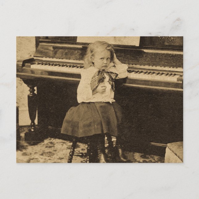 I Won't Practice Another Minute Vintage Stereoview Postcard (Front)