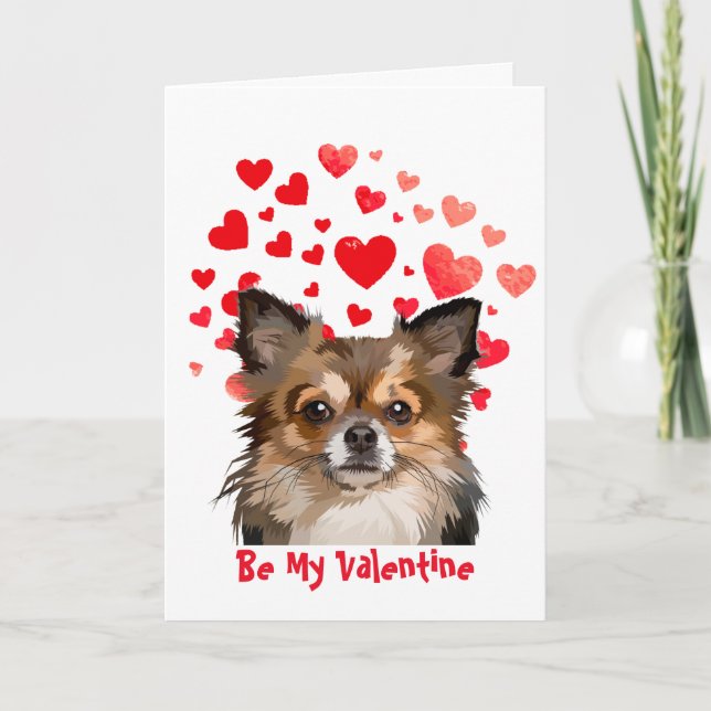 I Woof Love You Chihuahua Pomeranian Dog Valentine Holiday Card (Front)