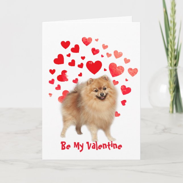 I Woof Love You Pomeranian Dog Valentine Holiday Card (Front)